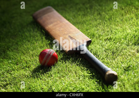 Le Cricket bat and ball Banque D'Images