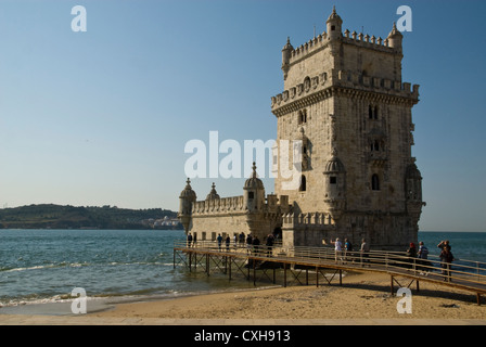 Vue de la Tour de Belém à Lisbonne, Portugal, Europe Banque D'Images