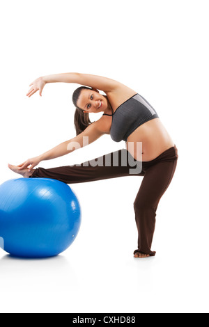 Femme enceinte faisant des exercices Banque D'Images