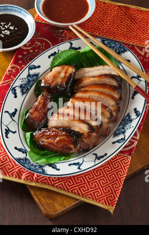 Rôti de porc char siu Chinese food Banque D'Images