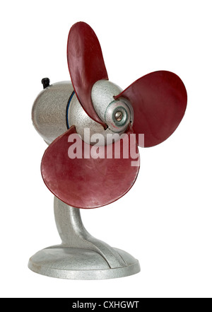 Vintage ventilateur électrique isolé sur fond blanc Banque D'Images