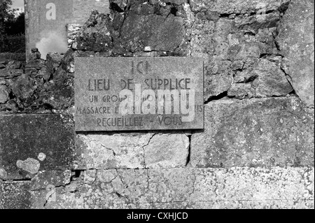 ORADOUR-sur-glane 10 juin 1944, 642 hommes, femmes et enfants assassinés par les nazis. Banque D'Images