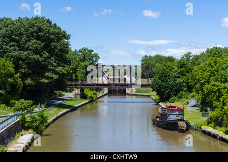 Vue vers le contre-No 3 sur le canal Érié dans Waterford, près d'Albany, New York State, USA Banque D'Images