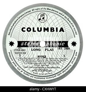 Très rare exemple de Colombie-Britannique SAX 2464 classical record label - 'Klemperer effectue plus Wagner' Banque D'Images