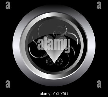 Abstract hearth sur noir bouton métal vector illustration Banque D'Images