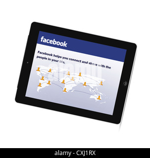 Facebook sur la nouvelle génération d'Apple tablette iPad Banque D'Images