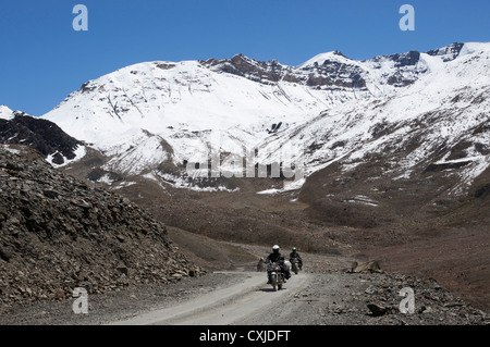 Près de motards patseo, manali leh-autoroute, lahaul et spiti, Himachal Pradesh, Inde Banque D'Images