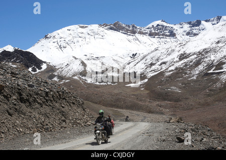 Près de motards patseo, manali leh-autoroute, lahaul et spiti, Himachal Pradesh, Inde Banque D'Images