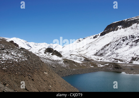 Suraj tal lac, paysage près de patseo, manali leh-autoroute, lahaul et spiti, Himachal Pradesh, Inde Banque D'Images