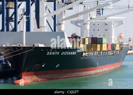 Le déchargement de fret cargo container. Port de Cadix Espagne Banque D'Images