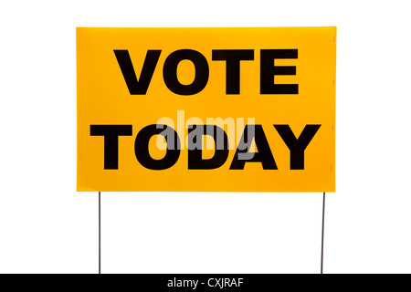 "Vote aujourd' signe sur un fond blanc Banque D'Images