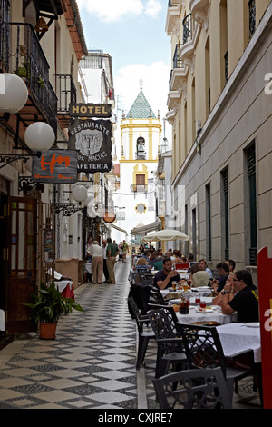 Les cafés de la Plaza del Socorro Ronda Malaga Espagne Banque D'Images