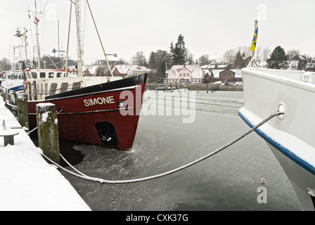 Eckernfoerde Port en hiver Banque D'Images