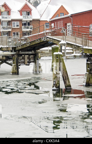 Eckernfoerde Port en hiver Banque D'Images