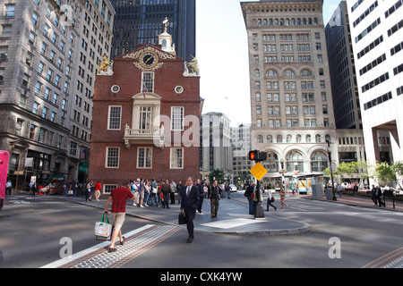 La Old State House du Massachusetts à Boston construit en 1713, maintenant un musée géré par le Bostonian Society. Septembre 2012 Banque D'Images