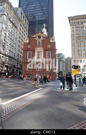 La Old State House du Massachusetts à Boston construit en 1713, maintenant un musée géré par le Bostonian Society. Septembre 2012 Banque D'Images