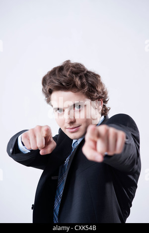 Portrait of young woman Hand Gesture Banque D'Images