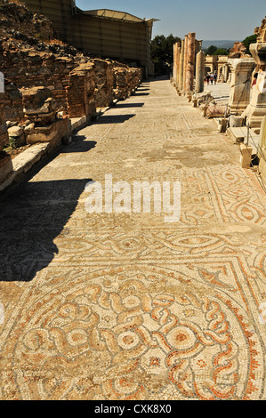 Mosaïques sur le côté de la rue , Curetes UNESCO World Heritage Site Archéologique, Éphèse, Turquie Banque D'Images