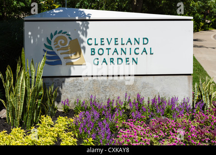 Affiche à l'extérieur de Cleveland Botanical Garden, University Circle, District de l'Ohio, USA Banque D'Images