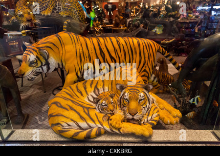 Tigres artificiel dans une vitrine à Bangkok Banque D'Images