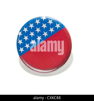 Stars and Stripes broche bouton photographié sur un fond blanc Banque D'Images