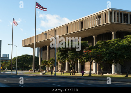 Elk284-1221 Hawaii, Oahu, Honolulu, Hawaii State Capitol Banque D'Images