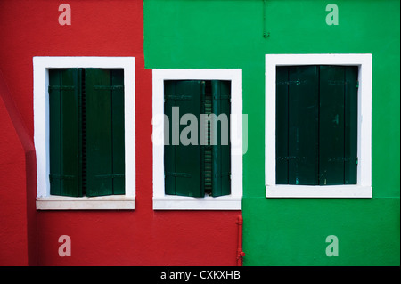 Façade de maison coloré, Burano, Venise, Italie. Banque D'Images