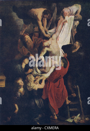Ce tableau, intitulé Descente de croix est par l'artiste baroque flamand Peter Paul Rubens dans son humeur la plus réaliste. Banque D'Images