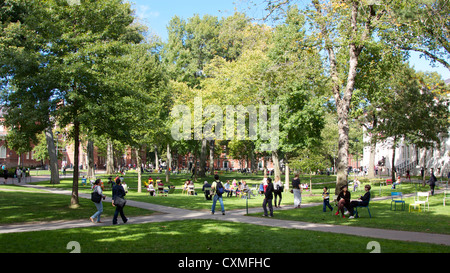 Harvard Yard, l'ancien cœur de campus de l'Université de Harvard à Cambridge, MA, USA, lors d'une journée ensoleillée au début de l'automne 2012. Banque D'Images