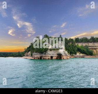 Rock sur la rive du lac Michigan State National Banque D'Images