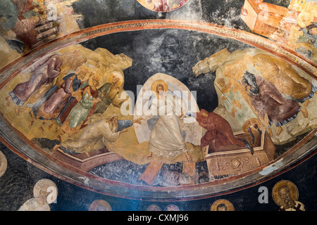 L'Anastasis fresco, l'église du Saint Sauveur à Chora Kariye, Jami, Istanbul, Turquie Banque D'Images