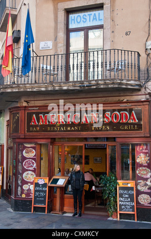 American Soda restaurant, vers 1902, sur Las Ramblas à Barcelone Banque D'Images