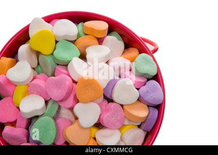 Godet rouge de Conversation Valentine hearts on a white background Banque D'Images