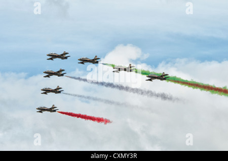 Un survol de la formation précise de l'équipe de voltige Al Fursans des Émirats arabes unis à l'Armée de l'Air 2012 RIAT Banque D'Images