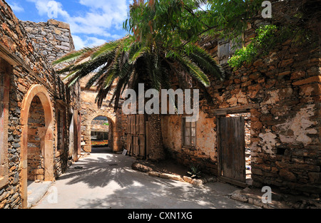 Ottoman 'High Street' dans la colonie ottomane sur l'île de Spinalonga une ancienne colonie de lépreux, Crète , Grèce Banque D'Images