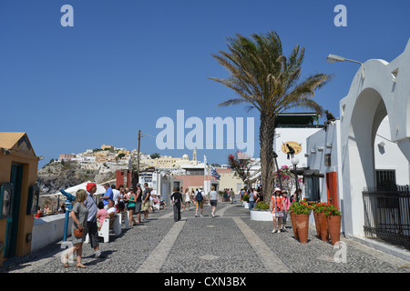Gold Street, firostefani, Santorini, Cyclades, Mer Égée, Grèce Région Sud Banque D'Images