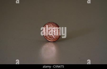 1 Penny Coin du Royaume-Uni, Royaume-Uni, Chef de Sa Majesté la Reine Elizabeth, le cuivre. Banque D'Images