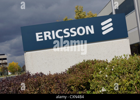 Ericsson, société à signer à l'extérieur du bureau Banque D'Images