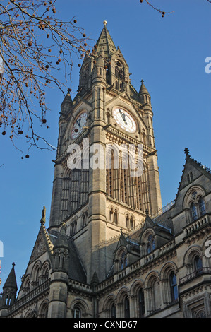 Tour de l'horloge de l'hôtel de ville de Manchester Banque D'Images