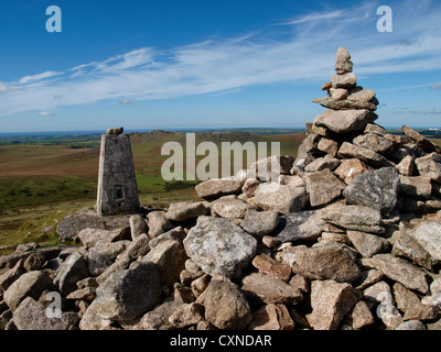 Haut de Brown Willy Tor, Point le plus élevé dans la région de Cornwall, UK Banque D'Images