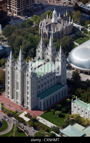 Photographie aérienne Temple de Salt Lake City, Salt Lake City, Utah Banque D'Images