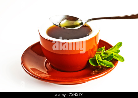 Le Stevia rebaudiana extrait fluide de support à base de sucre avec zéro calorie Banque D'Images