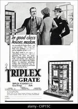1930 Original vintage publicité imprimée à partir de la publicité des magazines anglais Grille Triplex Banque D'Images