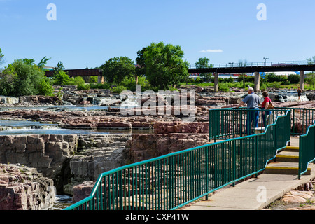 Falls sur la rivière Big Sioux Falls, Parc, Sioux Falls, South Dakota, USA Banque D'Images