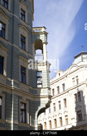 Vue sur le paysage des rives de la rivière Vltava à Prague Banque D'Images