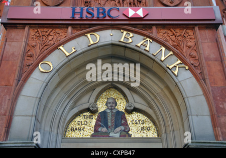 Mosaïque de William Shakespeare, HSBC, l'ancienne banque, Stratford upon Avon, Warwickshire, England, UK Banque D'Images
