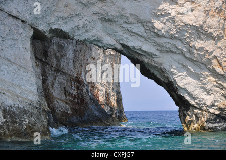 Grottes bleues sur l'île de Zakynthos, Grèce Banque D'Images