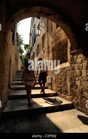 Croatie, Dubrovnik, ruelle de la vieille ville Banque D'Images