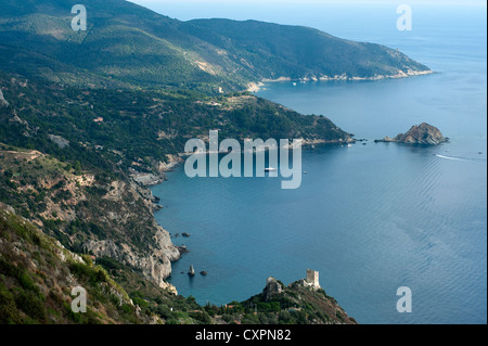 Côte sud de Monte Argentario, Grosseto, Toscane, Italie Banque D'Images