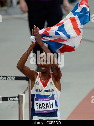 La Grande-Bretagne célèbre Mohamed Farah. Banque D'Images